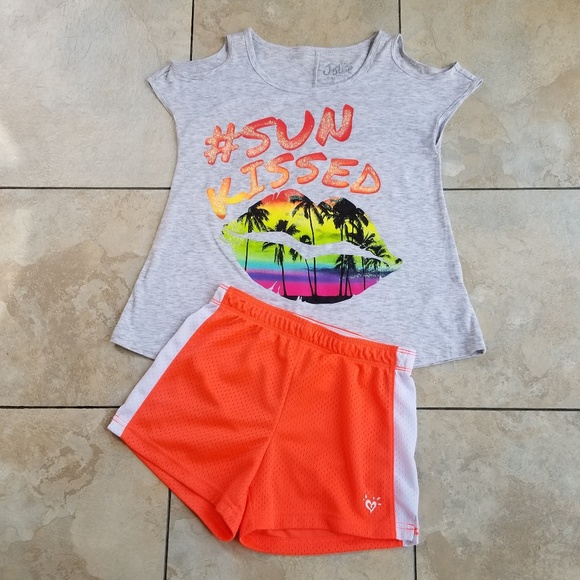 Justice Outfit Sun Kissed Cold Shoulder Shorts Set - Picture 2 of 8